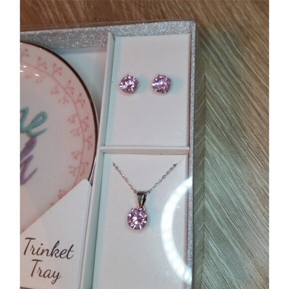 Sterling Silver Trinket Plate + Jewelry Set New Faith Hope Love GIFTABLE. - Picture 2 of 3